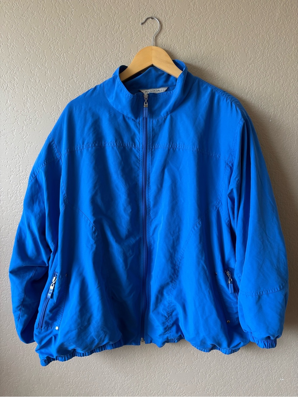 Allison Daley Women's 22W Blue Zip Up Windbreaker Jacket Lined